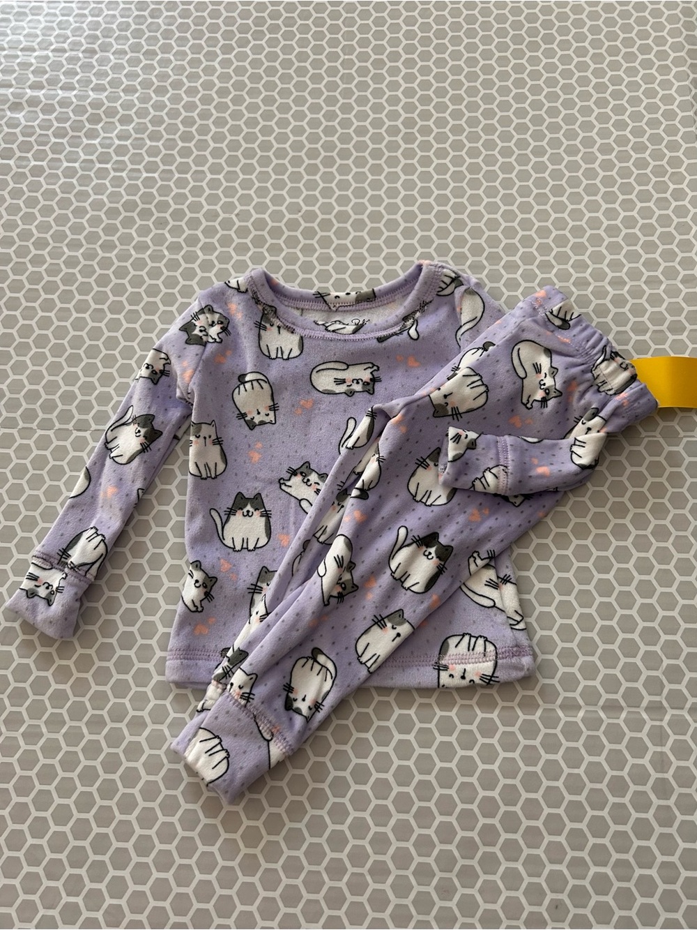 NWT Rene Rofe Lavender White Cat Print Long-Sleeve Pajama Set.       Size 12M